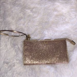 Rose gold sparkle wristlet